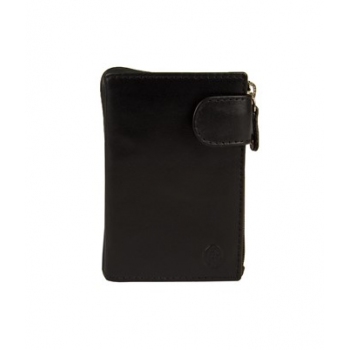 Cartera monedero con llavero hombre en piel vacuno color negro- Box