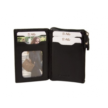 Cartera monedero con llavero hombre en piel vacuno color negro- Box