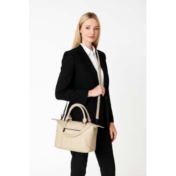 Bolso cesta de piel vacuno color taupe-El Potro