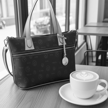 Bolso cesta mediano de mujer en lona y piel vacuno color burdeos - E L P O T R O