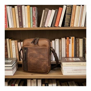 Bolso bandolera mediano hombre en color cuero - Verota