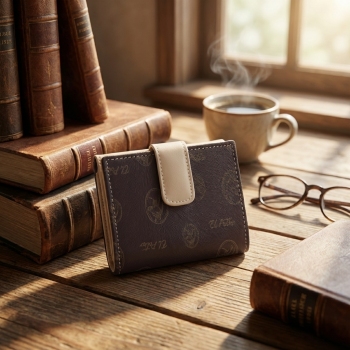 Cartera mujer en lona y piel vacuno color marrón - Vintage