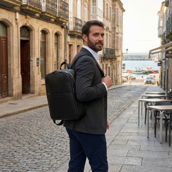 MOCHILA DE PIEL BOX COLOR NEGRO  EL POTRO