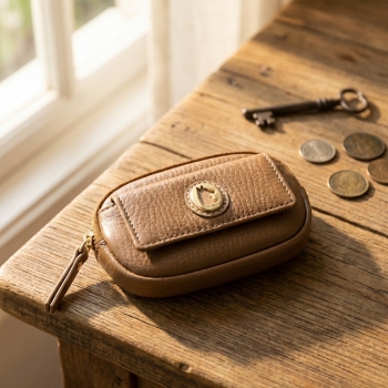 Monedero con solapa mujer en piel vacuno color cuero-Oasis