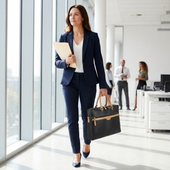 Bolso carpeta grande mujer color negro-Base