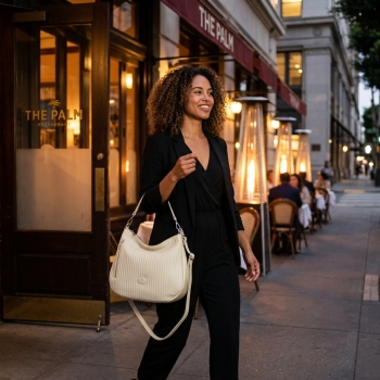 Bolso Hobo mujer en piel vacuno color ivory - Cromo