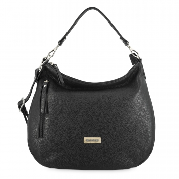 Bolso Hobo mujer en piel vacuno color negro - I R I S