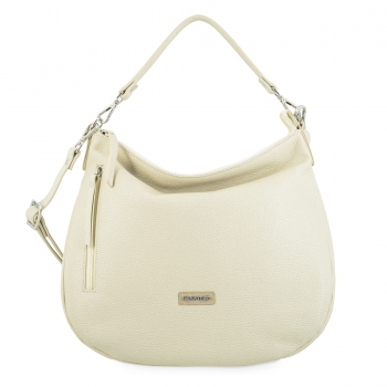 Bolso Hobo mujer en piel vacuno color beige - A Z A H A R