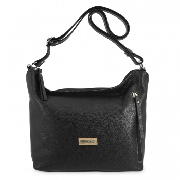 Bolso Hobo mediano mujer en piel vacuno color negro - A Z A H A R