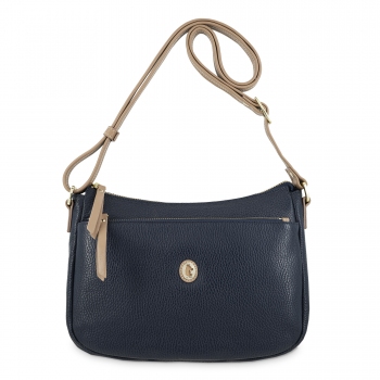 Bolso góndola bandolera de mujer en piel vacuno color azul- Oasis