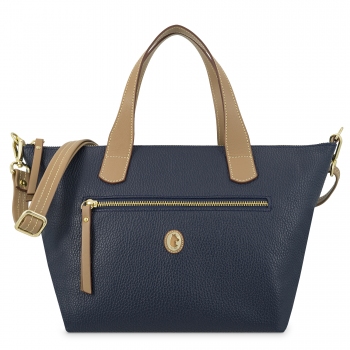 Bolso cesta bandolera mujer en piel vacuno color azul - Oasis