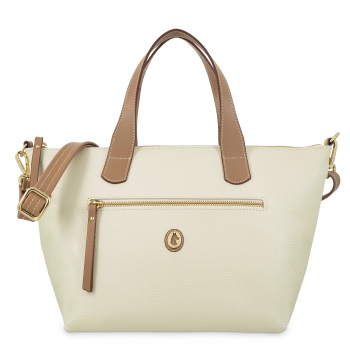 Bolso cesta bandolera mujer en piel vacuno color ivory - Oasis