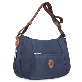 Bolso bandolera mujer en lona y piel vacuno color beige y cuero-Paris