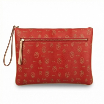 Carpeta grande mujer en lona y piel vacuno color azul- Vintage