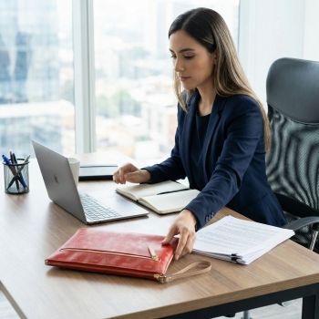 Carpeta grande mujer en lona y piel vacuno color azul- Vintage
