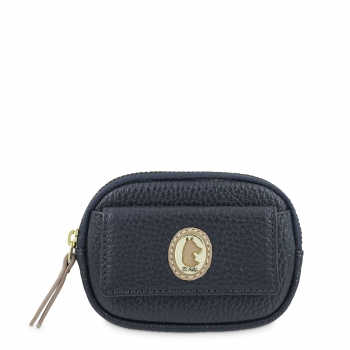 Monedero con solapa mujer en piel vacuno color azul-Oasis