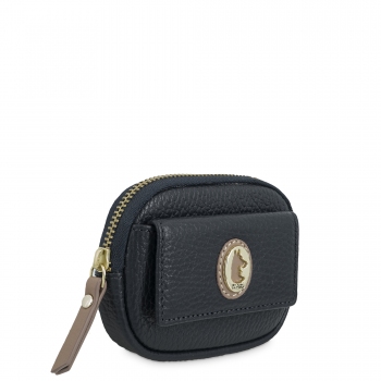 Monedero con solapa mujer en piel vacuno color azul-Oasis