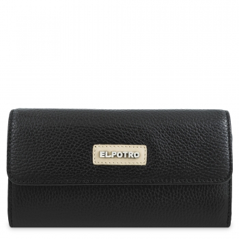 Billetero largo de piel vacuno color negro-A Z A H A R