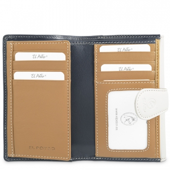 Cartera con monedero de mujer en piel vacuno color azul - N A T U R E