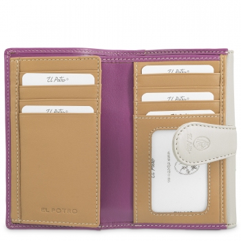 Cartera con monedero de mujer en piel vacuno color rosa- N A T U R E