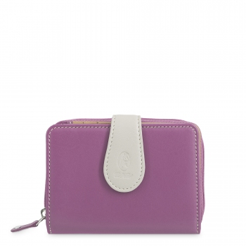 Cartera monedero de cremallera de mujer en piel vacuno color rosa - N A T U R E