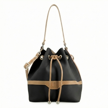 Bolso saco mujer en lona y piel vacuno color blanco - Base