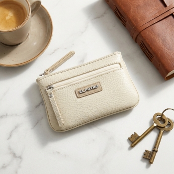 Mondero llavero de piel vacuno color beige-A Z A H A R