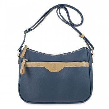 Bolso góndola 3 cremalleras de mujer color azul - Base