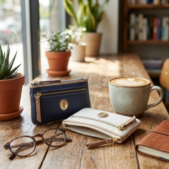 Monedero Llavero mujer de piel vacuno color azul-El Potro