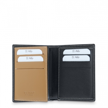Cartera grande de hombre en piel vacuno color negro - Mate